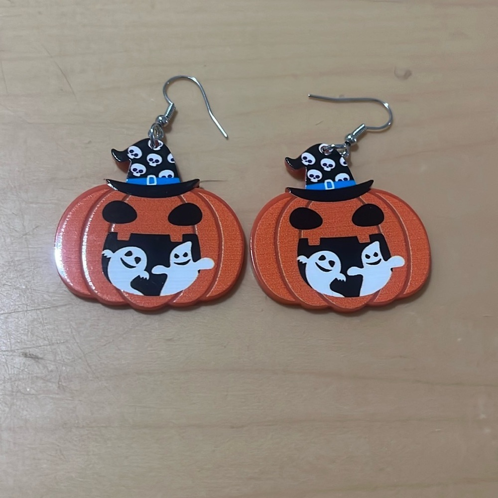 Halloween Pumpkin Ghost Earrings